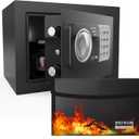 PATRON Fireproof Safe Box for Home , Mini Safe for Money, Coin Safes with Code, Fire Proof Lock Box for Kids, Wall or Cabinet Safe for Personal Items，0.236 Cubic Feet Black