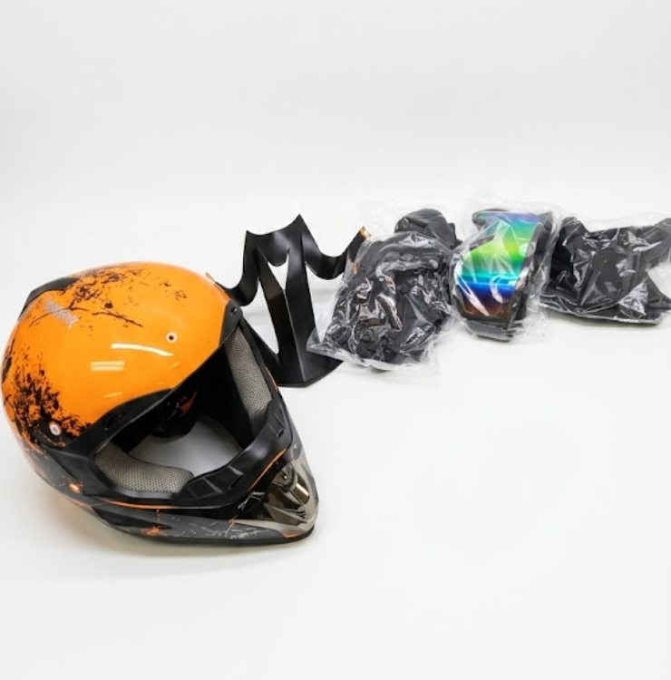 SPARK Dirt Bike Helmets Kids Motorcycle Helmet Youth ATV Motocross Full Face Men Women Off-Road Mountain Bike Helmet Adult with(Gloves Goggles Mask) DOT Approved 4Pcs Set, Small