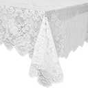 Juvale Lace Tablecloth - 60 x 97-Inch White Rectangular Table Cloth - Vintage Floral Scalloped Edge Elegant Dainty Tea Party Tablecloth & Wedding Reception Decor