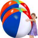 27 Inch Rainbow Beach Balls Giant Inflatable Large Pool Beach Balls Inflatable Swimming Pool Toys for Summer Water Games (2 Pcs)