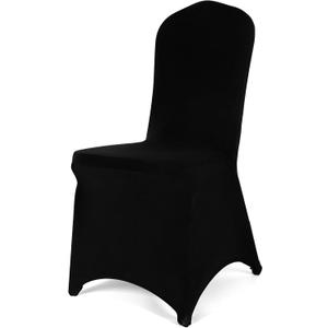 100 PCS Black Polyester Spandex Chair Covers - Stretch Slipcovers for Wedding, Party, Dining, Banquet - Flat-Front Chair Covers
