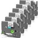 Greateam Label Maker Tape Replacement for Brother P Touch Label Tape 12mm 0.47 Laminated White TZe-231 TZe231 TZe TZ Label Maker Refills for Brother PT-D220 D210 H110 D410 D610BT, 12mm x 8m, 6-Pack (Black on White)