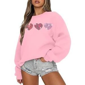 LUKYCILD Love Sweatshirt Women Valentine's Day Shirts Funny Graphic Long Sleeve Lightweight Shirt Holiday Pullover Tops, XXL