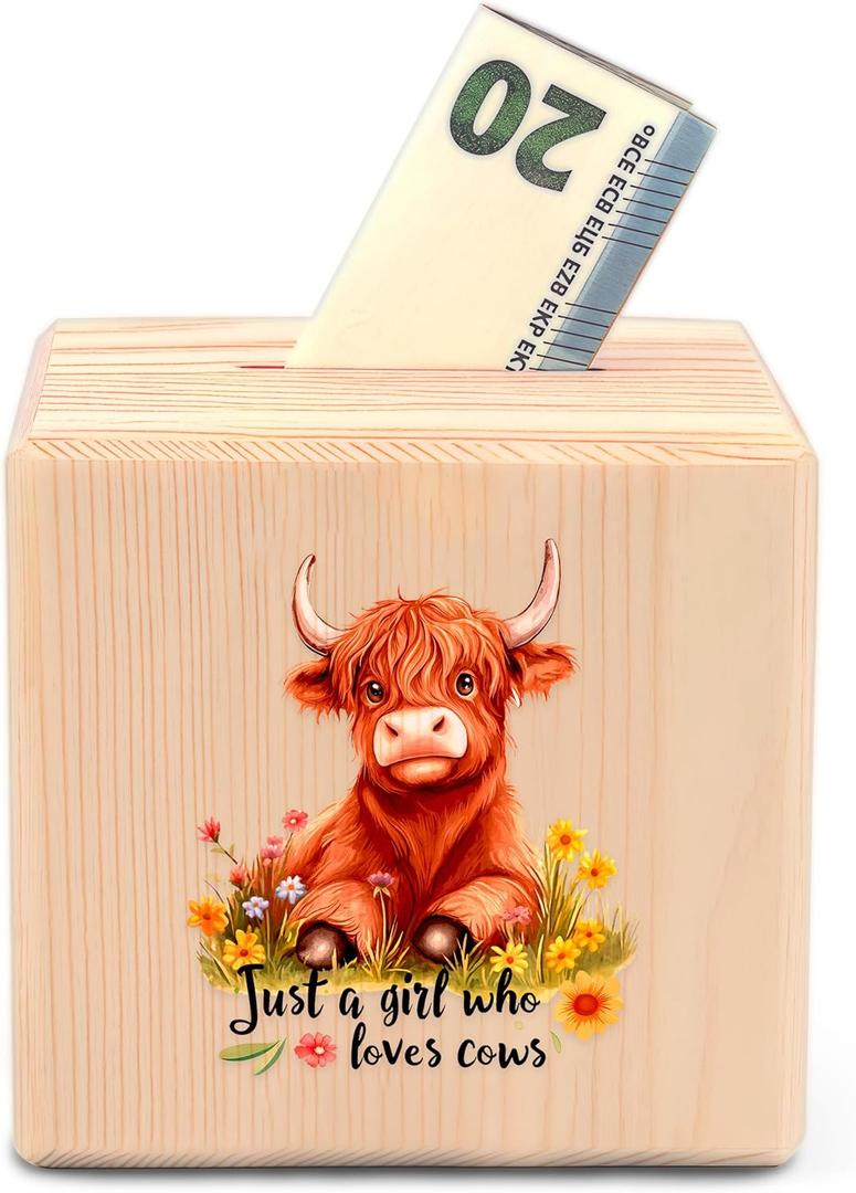 Highland Cow Piggy Bank Money Bank Coin Bank, Gifts for Teens Teenage Girls Kids Age 6 7 8 9 10 11 12, Cow Lovers Themed Stuff Accessories Items Things Home Room Decor Merchandise!