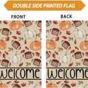 4 x Fall Welcome Pumpkins Footballs Maple Leaves Autumn Garden Flag Yard Flag 12x18 Inch Double Sided Small Mini Yard Outdoor Outside Farmhouse Holiday Decoration