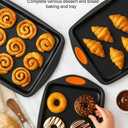 3-Pack Baking Sheet Pan Set, Nonstick Cookie Sheets with Orange Silicone Handles, Easy to Clean Bakeware Trays for Oven Roasting & Baking