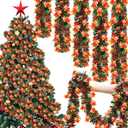 XunYee 98 ft Christmas Gingerbread Man Tinsel Garland Decorations Red Green Metallic Twist Garland Holiday Shiny Wire Ornament for Xmas Festival Home Mantle Fireplace Indoor Outdoor Party Decor