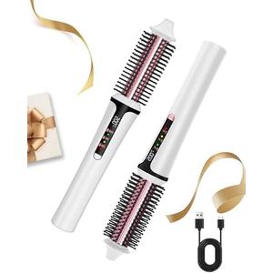 Cordless Curling Brush,4000 mAh USB Cordless Hair Curler with 3 Temp Setting Mini Travel Curling Iron Rechargeable, Ceramic Battery Powered Curling Iron