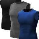 NELEUS Men's 3 Pack Athletic Compression Under Base Layer Sport Tank Top (White, XXL)