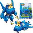 Super Wings Transformable Toys, 5 in Jerome Airplane Transforming Figures Toys, 2 in 1 Mode Rescue Bots Action Figure Toys for 3-5 Year Old Boys Girls, Fun Plane Toys for Toddlers Kids Age 3 4 5 6 7