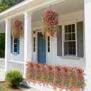 ZFProcess Artificial Hanging Flowers for Outdoors, 2 Pcs Fake Hanging Plant Spring Summer Decor, UV Resistant No Fade Realistic Faux Flower for Front Door Porch Planter Patio Garden Yard(Red Purple)