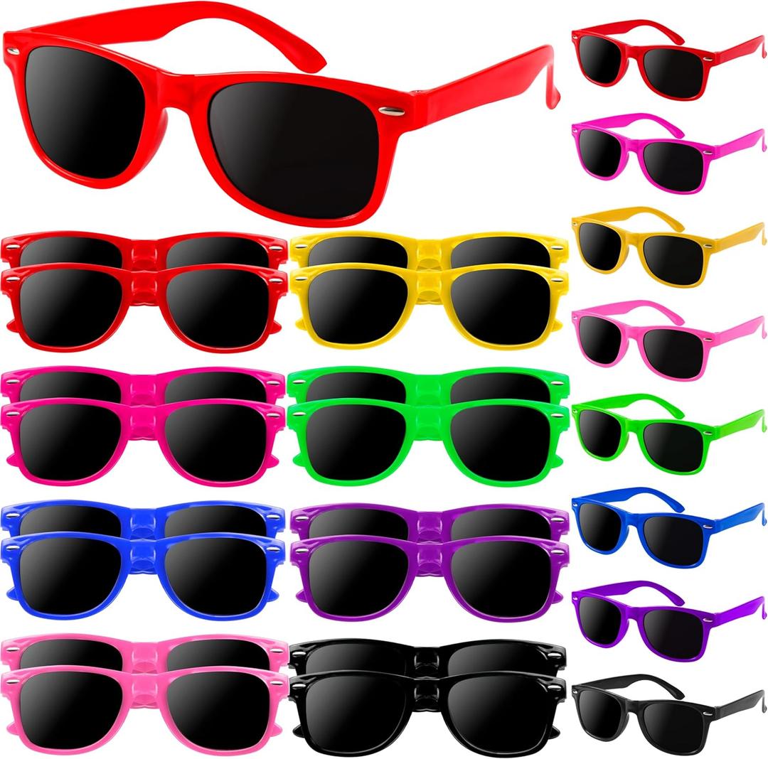 16 Pcs Kids Sunglasses Bulk, Party Favors for Boys and Girls Age 3-8, Neon Sunglasses with UV400 Protection for Summer Beach Pool Party Birthday Graduation Classroom Prize Goody Bag Stuffers