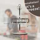 Water Bottle Organizer for Stanley 20/30/40oz, Tumblers Holder Compatible with Stanley, Owala, Simple Modern,360 Rotating Lazy Susan & Accessory Hooks, White & Vintage Brown