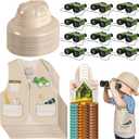 Haysandy 48 Pcs Kids Explorer Costume Set Include Plastic Explorer Safari Hats Jungle Party Vest Safari Tote Bag Adventure Binoculars for Kids Activities Jungle Zoo Birthday Party Supplies Favors