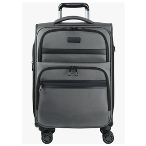 KROSER Softside Expandable Carry On Luggage with Spinner Wheels & Built-in TSA Lock, Durable Suitcase Rolling Luggage with USB Port, Carry-On 20-Inch, Grey