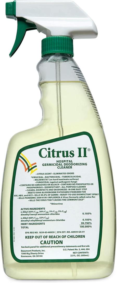 Citrus II Hospital Germicidal Deodorizing Cleaner, Fresh Citrus, 22-Fluid Ounce