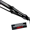 MQ Hair - Professional Titanium Flat Iron 480F Turbo - Bivolt, Anatomic Design, Ultra-Smooth, Mirror Effect - 3 Passes Needed, Perfect Straightening - Heating Safe Control, Ionized Plates - Black