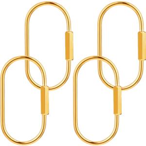 4 Pcs Gold Carabiner 2.36"*1.34" Gold Key Ring Durable Brass Key Ring Purse Bag Charms for Handbags Brass Screw Lock Keychain Car keychains for Men Women