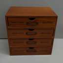 Wesiti 4 Drawer Apothecary Cabinet - Vintage Wooden Desk Organizer - Library Card Catalog Wood Storage Box - Office Desktop Dresser for Stationery, Thread Embroidery, Sewing, Crafts, Junk & Supplies (Brown)