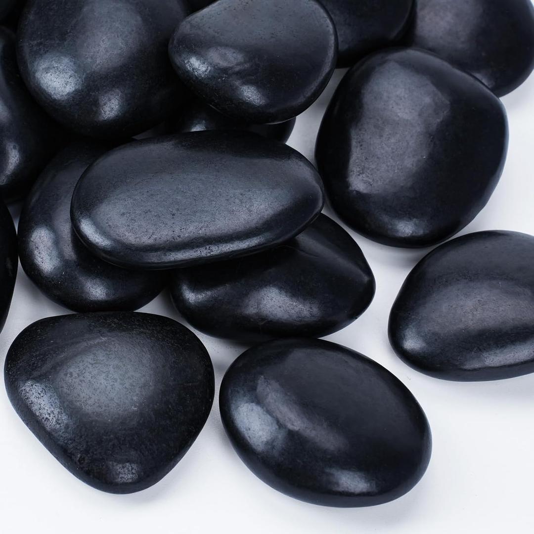 40lbs Black Rocks for Landscaping, 2-3Inch River Rocks for Planters