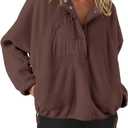 Nirovien Womens Fleece Pullover Long Sleeve Sherpa Jacket Button Down Fuzzy Sweatshirt Warm Outwear with Pockets (Large)