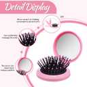 30 Pcs Foldable Travel Hair Brushes with Mirror, Round Compact Travel Hair Brush, Compact Travels Size Massage Comb for Men and Women, 6 Colors