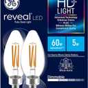 GE Lighting 31879 Reveal LED 60W Clear B11 (2-Pack), 2 Bulbs, 2 Count