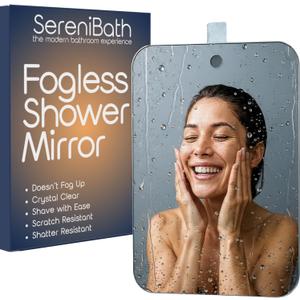 Shower Mirror - Fogless for Shaving & Washing Your Face - Anti-Fog - for Men & Women - Exfoliate, Scrub and Groom Your Face