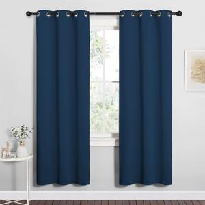 NICETOWN Bedroom Curtain Panels Blackout Draperies, Thermal Insulated Solid Grommet Blackout Curtains/Drapes (Moroccan Blue, 1 Pair, 34 by 72-inch)