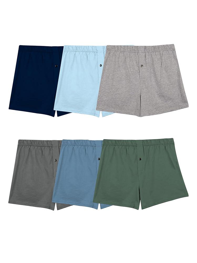 Men's Tag Free Knit Boxer Shorts, Relaxed Fit, Moisture Wicking, Assorted Color Multipacks 6 PCS XL