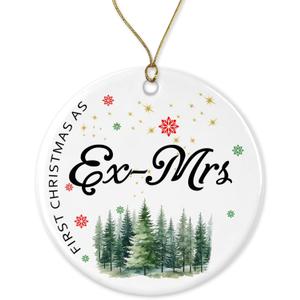 SMHGifts First Christmas As Ex-Mrs Ornament - Christmas 2024 Ornament - Divorced Christmas Ornament - Funny Ornament for Her - Divorced Ornament Printed on Both Sides
