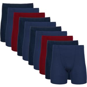 Gildan Men's Underwear Covered Waistband Boxer Briefs, Multipack (Large, Navy/Metro Blue/Cardinal Red)