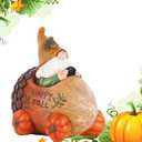 Topadorn Fall gnome with Pinecone Car and Resin Pumpkin Statue for Fall Harvest Party Ornaments Decor,Happy Fall