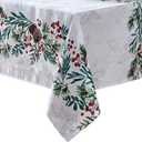Elrene Home Fashions Holly Berry Flourish Holiday/Christmas Wrinkle Resistant Fabric Rectangle Dining Tablecloth, 60"x144"