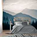 XMPMBM-Misty Forest Fabric Wallpaper Pine Forest Living Room Bedroom Bathroom wall Mural-W 88" X H 59"（36 Square Foot）, 88"x59"