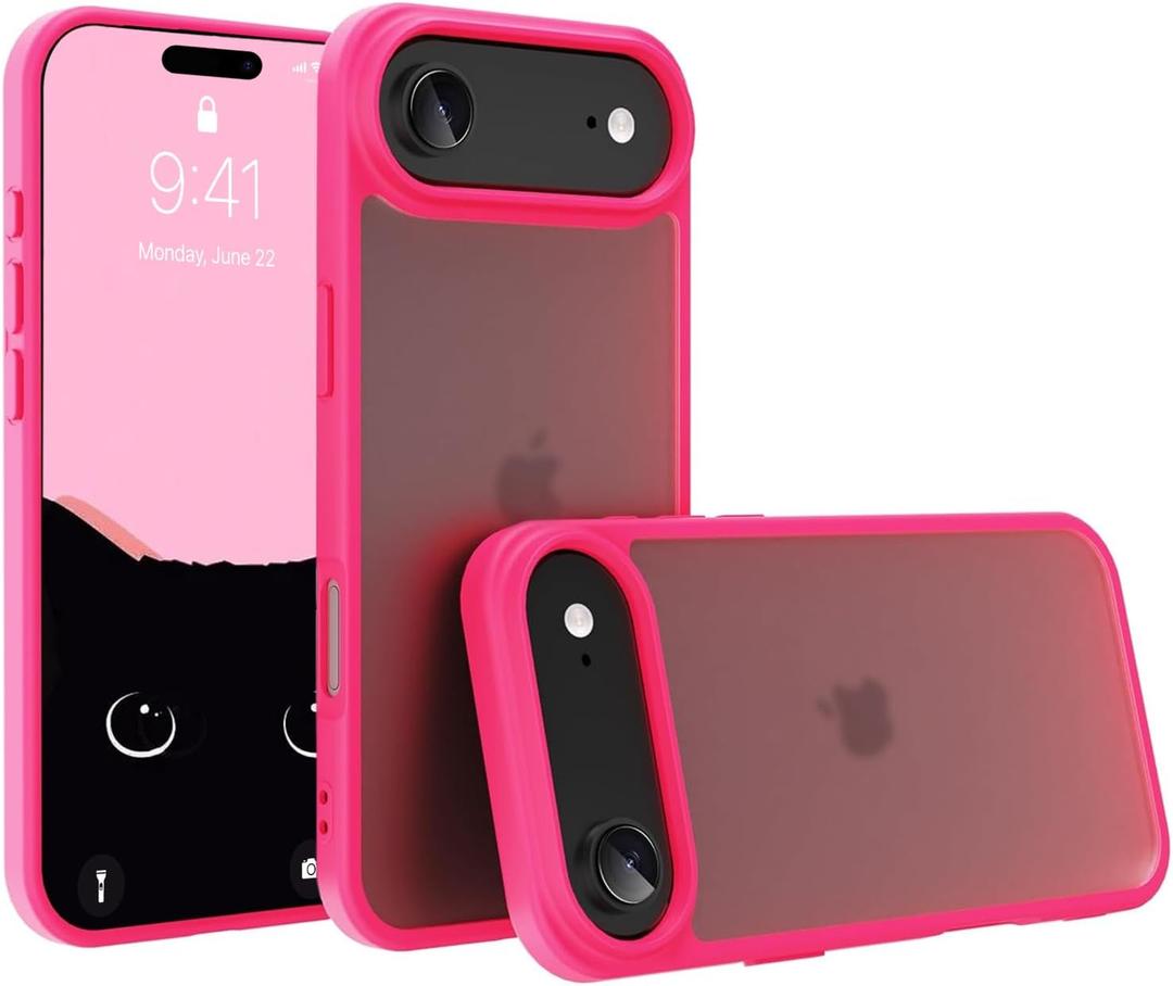 for iPhone 17 air Case Translucent Matte Phone Cover, [10 FT Military Grade Drop Protection] Slim Durable Shockproof Protective Bumper (Rose red, iPhone 17 air)