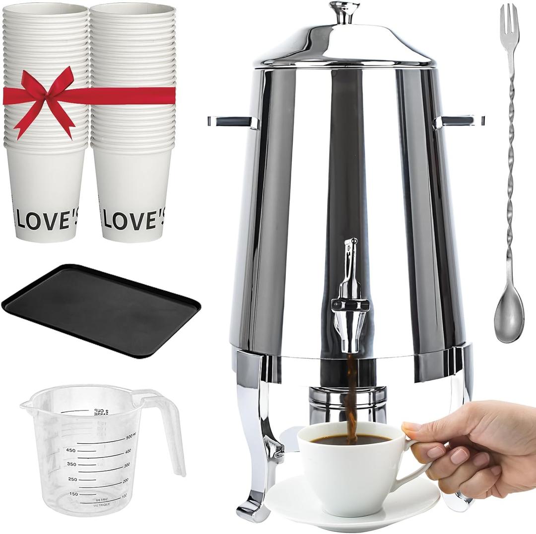 Commercial Coffee Urn - Stainless Steel Beverage Dispensers with Fuel Holder,Hot Drink Dispenser for Coffee Tea(13L) Commercial Coffee Urn - Stainless Steel Beverage Dispensers with Fuel Holder,Hot Drink Dispenser for Coffee Tea(13L)