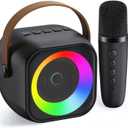 Karaoke Machine, Portable Bluetooth Karaoke Speaker with Wireless Microphones and Party Lights for Kids and Adults, Birthday Gifts for Girls Boys Family Home PartyBlack
