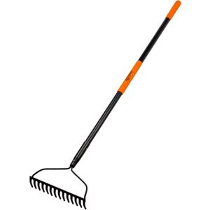 Garden Rake for Lawn Heavy Duty, 14 Tines Metal Rake with Thick Fiberglass Handle, 58 Inches
