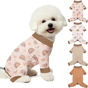 Bienbee Dog Pajamas, 4 Pack Dog Recovery Suit Shedding Suit Cute Soft Puppy Clothes Dogs Pjs Onesies Jammies Adjustable Breathable & Stretchy Clothes for Small Medium Large Dogs Girl Boy Puppy-M