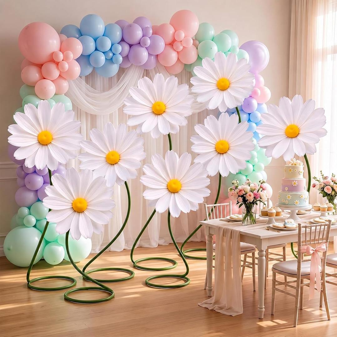 8 Pcs 5 ft Large Daisy Flowers Giant Artificial White Daisy