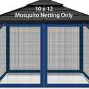 Gazebo Replacement Mosquito Netting Outdoor Universal Gazebo Canopy 4-Panels Screen Sidewalls with Zipper for Patio Garden (Navy Blue, 10x12)