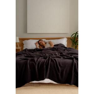 Muslin Blanket - Pure 100% Turkish Cotton Airy Soft Light Versatile Gauze Throw Blanket for Bed, Couch, Sofa (Black, King Size (95" x 110" inch))
