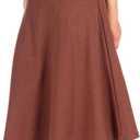 Dani's Choice Everyday High Waist A-line Flared Skater Midi Skirt (Brown, S)