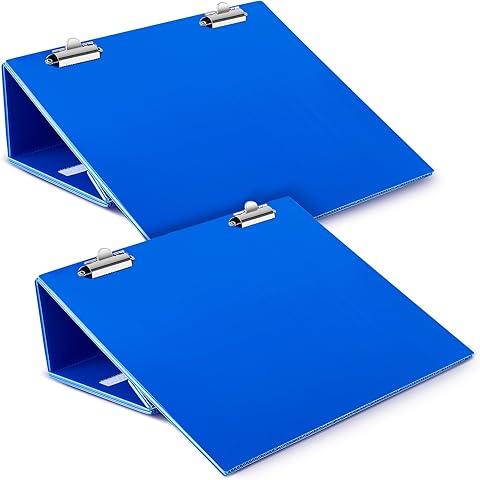 Nuanchu 1 Pcs Folding Slant Board for Writing 14 x 12 Inch Large Slanted Clipboard Adjustable Tilted Writing Boards Sloped Surface to Improve Handwriting Legibility Endurance (Blue)