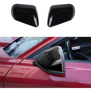 RT-TCZ Rearview Mirror Cover Trim Kit Decoration for Ford Mustang 2015 2016 2017 2018 2019 2020 2021 2022 2023 2024 (Black)