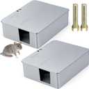 2 Pack Rat Bait Stations with key - Reusable Rodent Station for Indoor Outdoor Garden Warehouse Garage, WeatherResistant Mouse Station Box to Fix Bait Block Keep Rat Away Pets Safe, Dual-Entry Tunnel