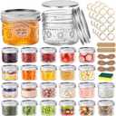 4 oz Mason Jars with Embossed Pattern 24 Pack | Small Canning Jars with Airtight Lids | Mini Glass jars for Jams, Jelly, Honey, Spices, DIY Candles, Wedding Favors and Gift Packaging
