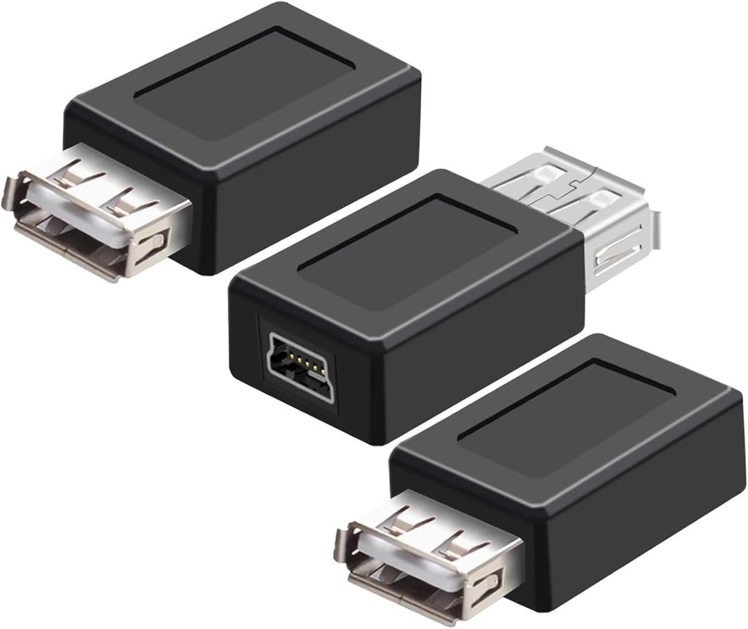 10 x 3-Pack USB 2.0 A Female to Mini B 5-Pin Female Adapter Converter - USB 2.0 Port Extender for Printers, Cameras & External Hard Drives