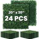 Grass Wall Panel 24 Pack 20"x20" Artificial Boxwood Hedge Plant Wall, Greenery Walls, Artificial Grass Backdrop, Privacy Hedge Screen Faux Boxwood for Outdoor,Indoor,Garden,Fence,Backyard